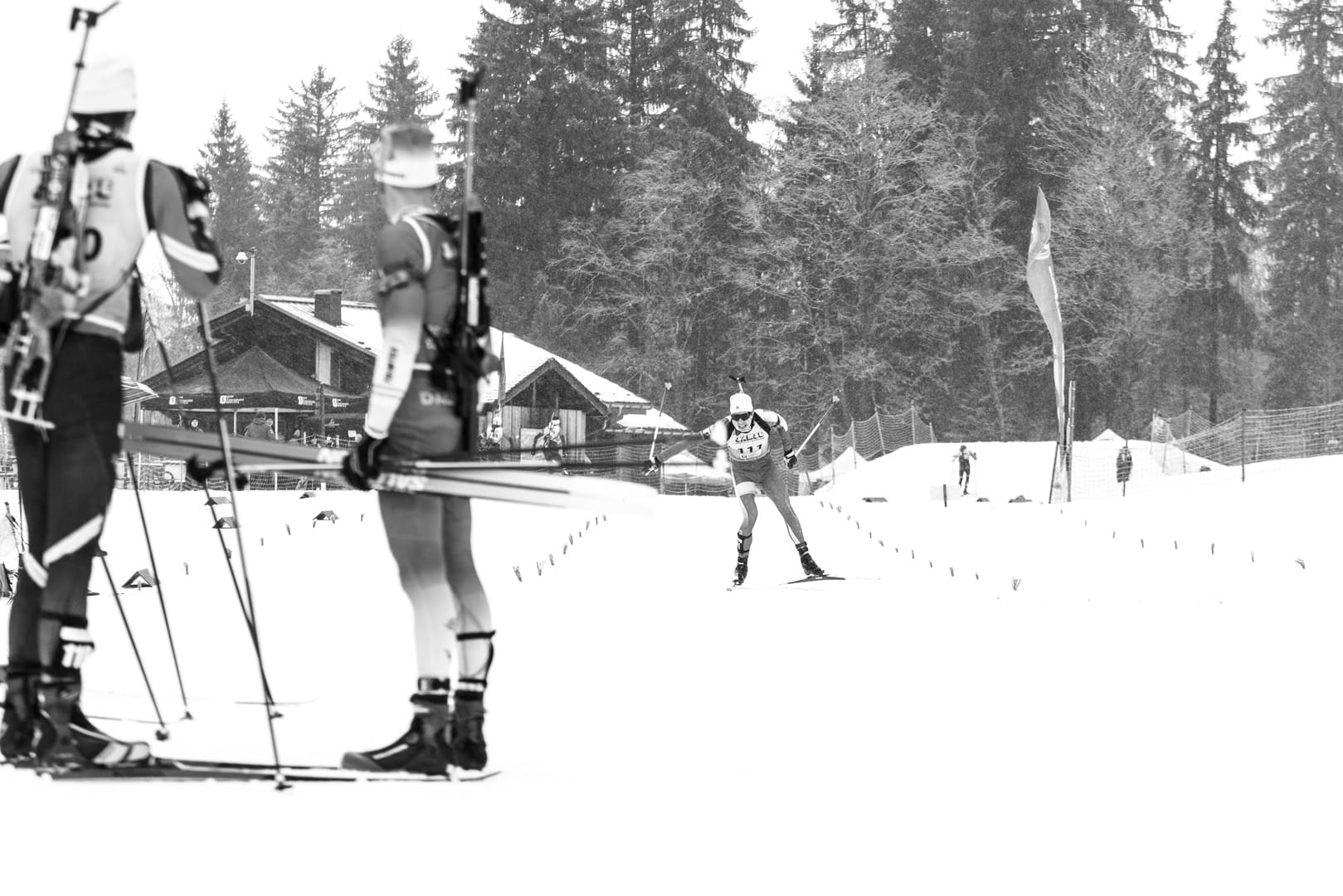 Ligne d'arrivée de l'étape de Coupe de France aux Contamines-Montjoie